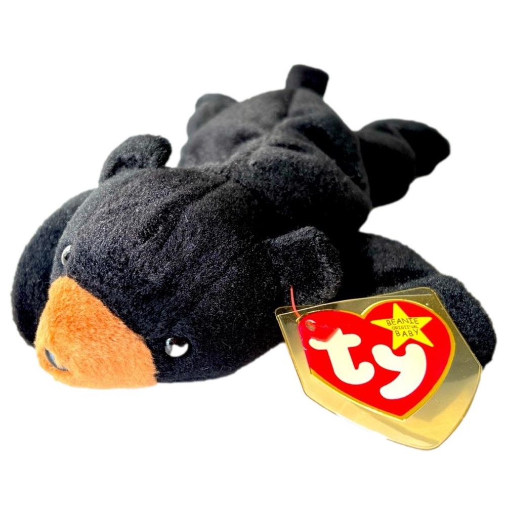 Vintage Ty Beanie Baby Blackie the Bear PVC Pellets Retired 1993 1994 Tag